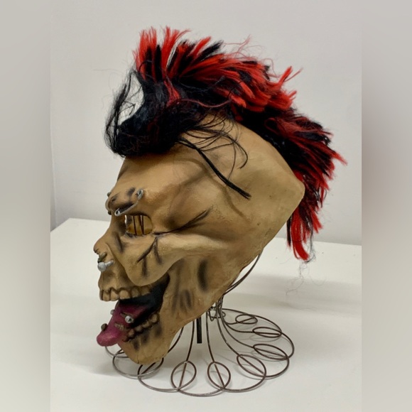 Y2K Vintage Rubber Mohawk Facial Piercing Punk Skull Death Mask Adult One Size - Picture 5 of 16